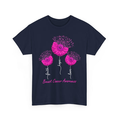 Breast Cancer Awareness T-Shirt, Faith Hope Love Sunflower Pink Ribbon Women Shirt