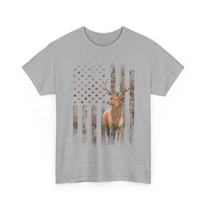 Deer Hunting Shirt - Camo USA Hunting Season Lover, Whitetails Hunter Dad, Camouflage American Flag T-Shirt