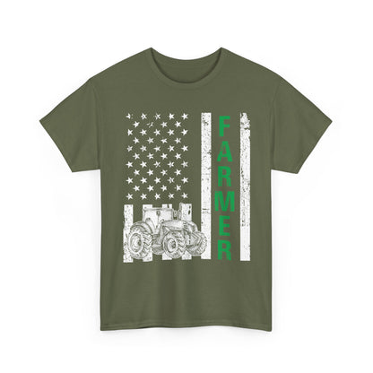 Farmer American Flag T-Shirt, Farming Tractor Lovers Gifts, Farmer Dad Men T-Shirt