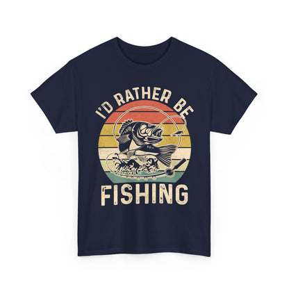 Fishing T-Shirt - I'd Rather Fishing, Fishing Season Lovers, Fisherman Fishing Bass T-Shirt