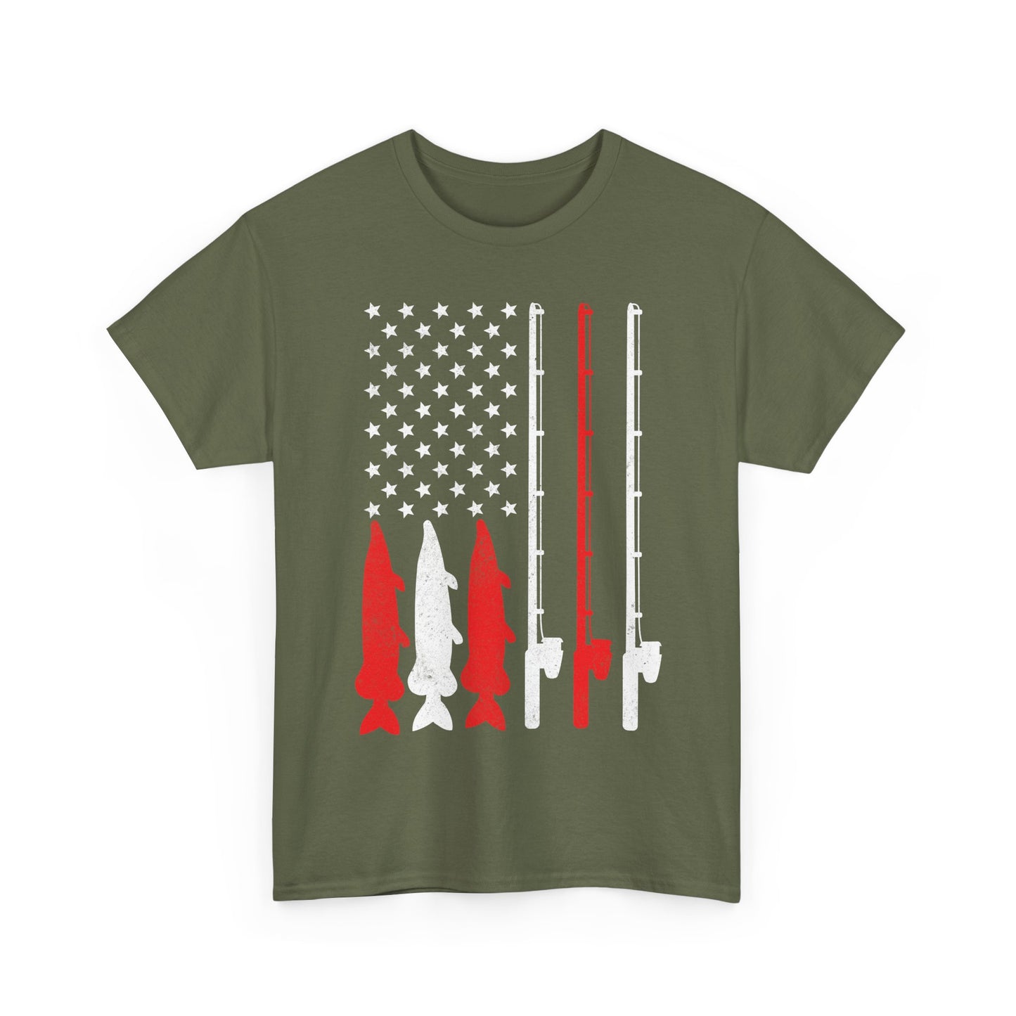 Fishing Rod American Flag T-Shirt, Fishing Season Lovers Gift, Fisherman Fishing T-shirt