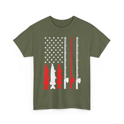 Fishing Rod American Flag T-Shirt, Fishing Season Lovers Gift, Fisherman Fishing T-shirt