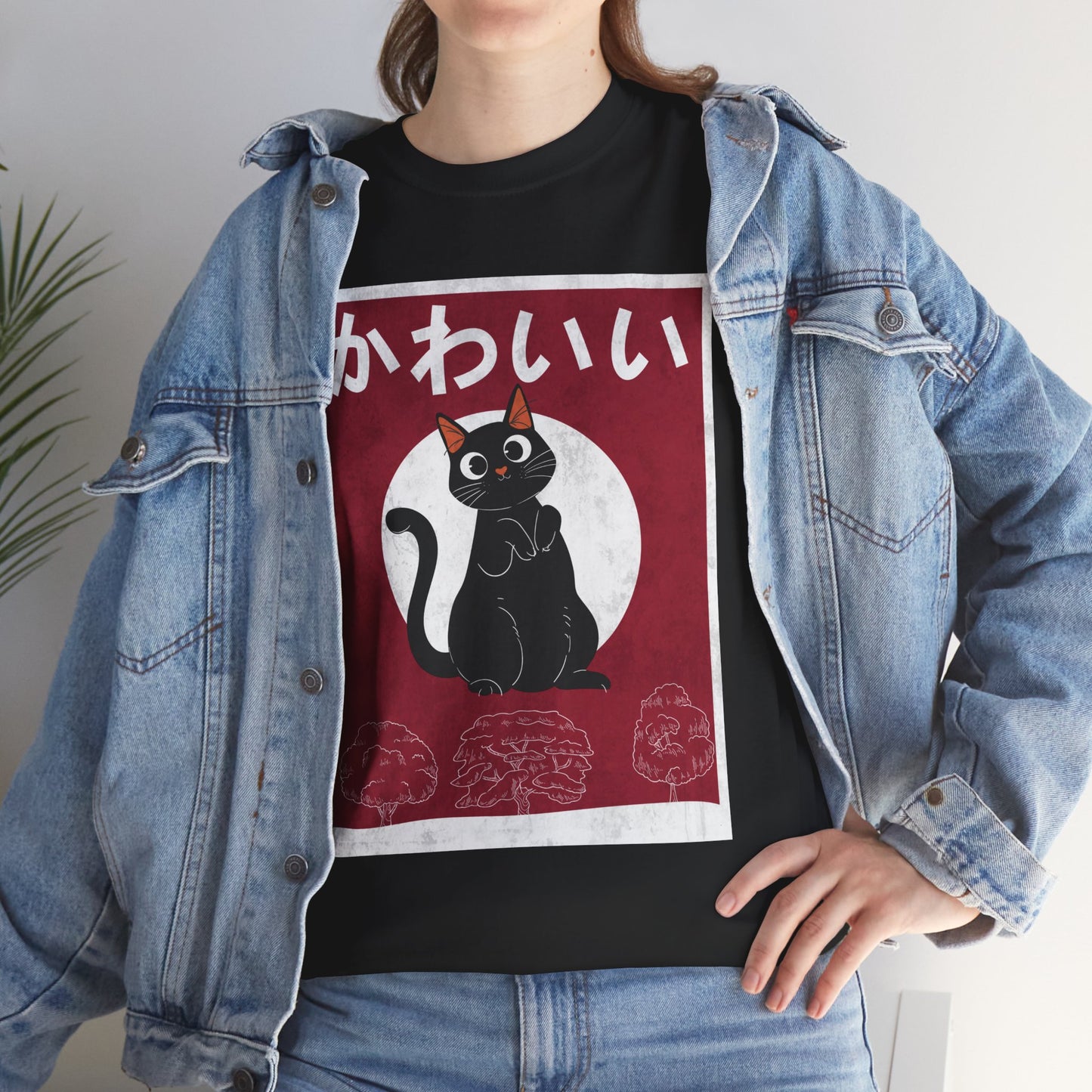 Kawaii Cat T-Shirt, Japanese Art Lovers Gifts, Anime Cat Women Men T-Shirt